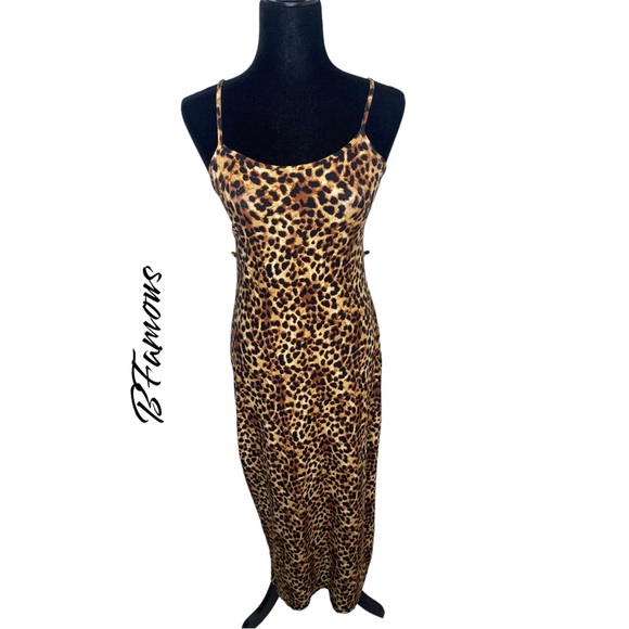 B Famous Cheetah Print Bodycon Maxi Dress Size M - Picture 1 of 7